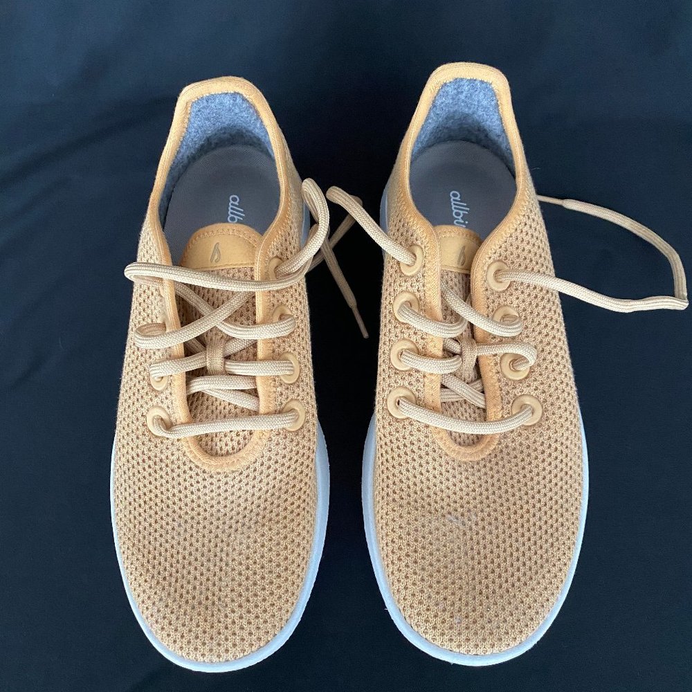 Gold allbirds Tree Runners size 8